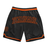 Custom Black Black-Orange Authentic Throwback Basketball Shorts