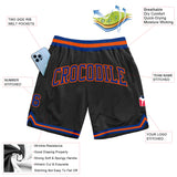 Custom Black Royal-Orange Authentic Throwback Basketball Shorts