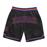 Custom Black Royal-Orange Authentic Throwback Basketball Shorts