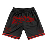 Custom Black Red Authentic Throwback Basketball Shorts