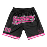 Custom Black Pink-White Authentic Throwback Basketball Shorts