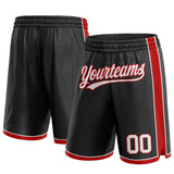 Custom Black White-Red Authentic Basketball Shorts