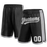 Custom Black White-Gray Authentic Basketball Shorts