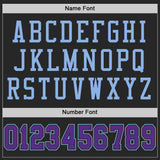 Custom Black Purple-Light Blue Mesh Authentic Football Jersey