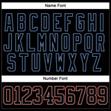 Custom Black Powder Blue-Orange Hockey Lace Neck Jersey