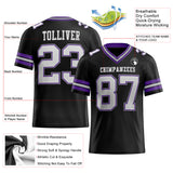 Custom Black White Purple-Gray Authentic Football Jersey
