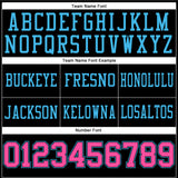 Custom Black Pink-Sky Blue Authentic Football Jersey