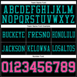 Custom Black Pink-Aqua Authentic Football Jersey