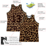 Custom Brown Brown-Old Gold 3D Pattern Design Leopard Authentic Basketball Jersey