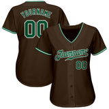 Custom Brown Kelly Green-White Authentic Baseball Jersey