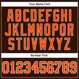 Custom Brown White Pinstripe Orange Authentic Basketball Jersey