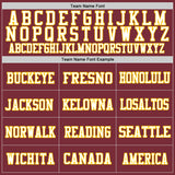 Custom Burgundy White-Gold Mesh Authentic Throwback Football Jersey