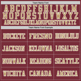 Custom Burgundy Old Gold-White Mesh Authentic Throwback Football Jersey