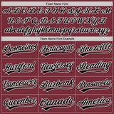 Custom Burgundy Black-White Authentic Baseball Jersey