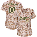Custom Camo Olive-Cream Authentic Salute To Service Baseball Jersey