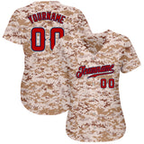 Custom Camo Red-Navy Authentic Salute To Service Baseball Jersey