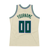 Custom Cream Hunter Green-Royal Authentic Throwback Basketball Jersey
