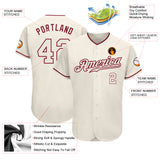 Custom Cream Cream-Crimson Authentic Baseball Jersey
