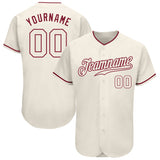 Custom Cream Cream-Crimson Authentic Baseball Jersey