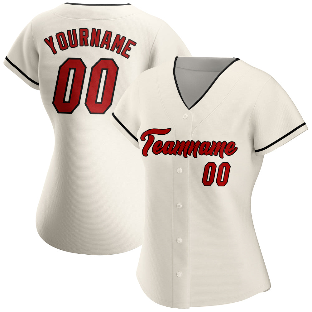 Custom Cream Red-Black Authentic Baseball Jersey