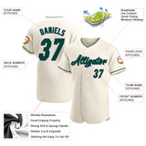 Custom Cream Green-Royal Authentic Baseball Jersey