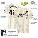 Custom Cream Black Pinstripe Black Authentic Baseball Jersey
