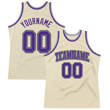 Custom Cream Purple-Gray Authentic Throwback Basketball Jersey
