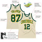 Custom Cream Green-Gold Authentic Throwback Basketball Jersey