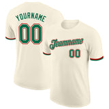 Custom Cream Kelly Green-Red Performance T-Shirt