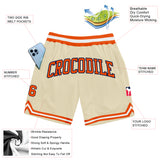 Custom Cream Orange-Navy Authentic Throwback Basketball Shorts