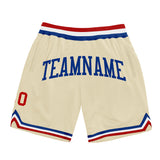 Custom Cream Red-Royal Authentic Throwback Basketball Shorts