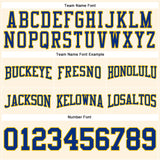 Custom Stitched Cream Royal-Yellow Football Pullover Sweatshirt Hoodie