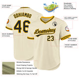 Custom Cream Black-Gold Authentic Throwback Baseball Jersey