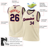 Custom Cream Navy-Red Authentic Throwback Basketball Jersey