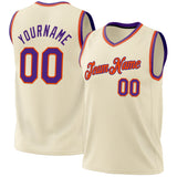 Custom Cream Purple-Orange Authentic Throwback Basketball Jersey