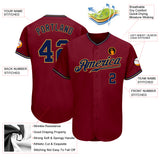Custom Crimson Navy-Old Gold Authentic Baseball Jersey
