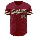 Custom Crimson Black-City Cream Authentic Baseball Jersey