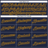 Custom Women's Navy Navy-Gold V-Neck Cropped Baseball Jersey