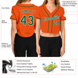 Custom Women's Orange Kelly Green-White V-Neck Cropped Baseball Jersey