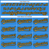 Custom Electric Blue Old Gold-Black Authentic Baseball Jersey