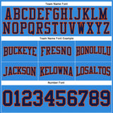Custom Stitched Powder Blue Navy-Orange Football Pullover Sweatshirt Hoodie