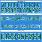 Custom Stitched Powder Blue Kelly Green-White Football Pullover Sweatshirt Hoodie