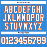 Custom Electric Blue White-Orange Authentic Baseball Jersey
