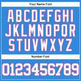 Custom Electric Blue White-Pink Authentic Baseball Jersey