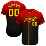 Custom Red Gold-Black Authentic Fade Fashion Baseball Jersey