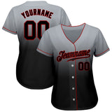 Custom Gray Black-Red Authentic Fade Fashion Baseball Jersey
