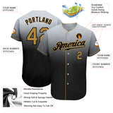 Custom Gray Old Gold-Black Authentic Fade Fashion Baseball Jersey