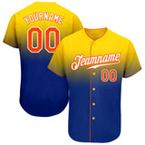 Custom Yellow Orange-Royal Authentic Fade Fashion Baseball Jersey