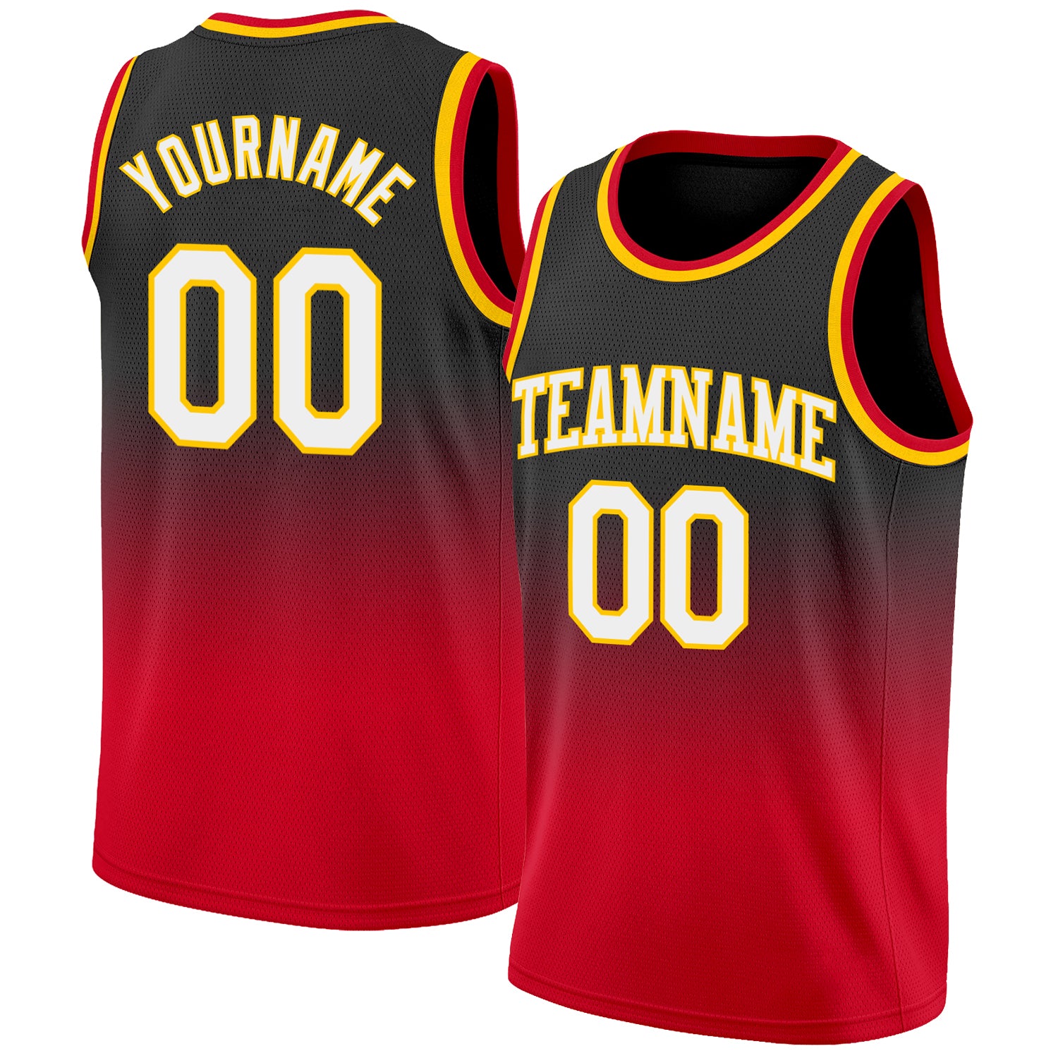 Custom Black White-Red Authentic Fade Fashion Basketball Jersey