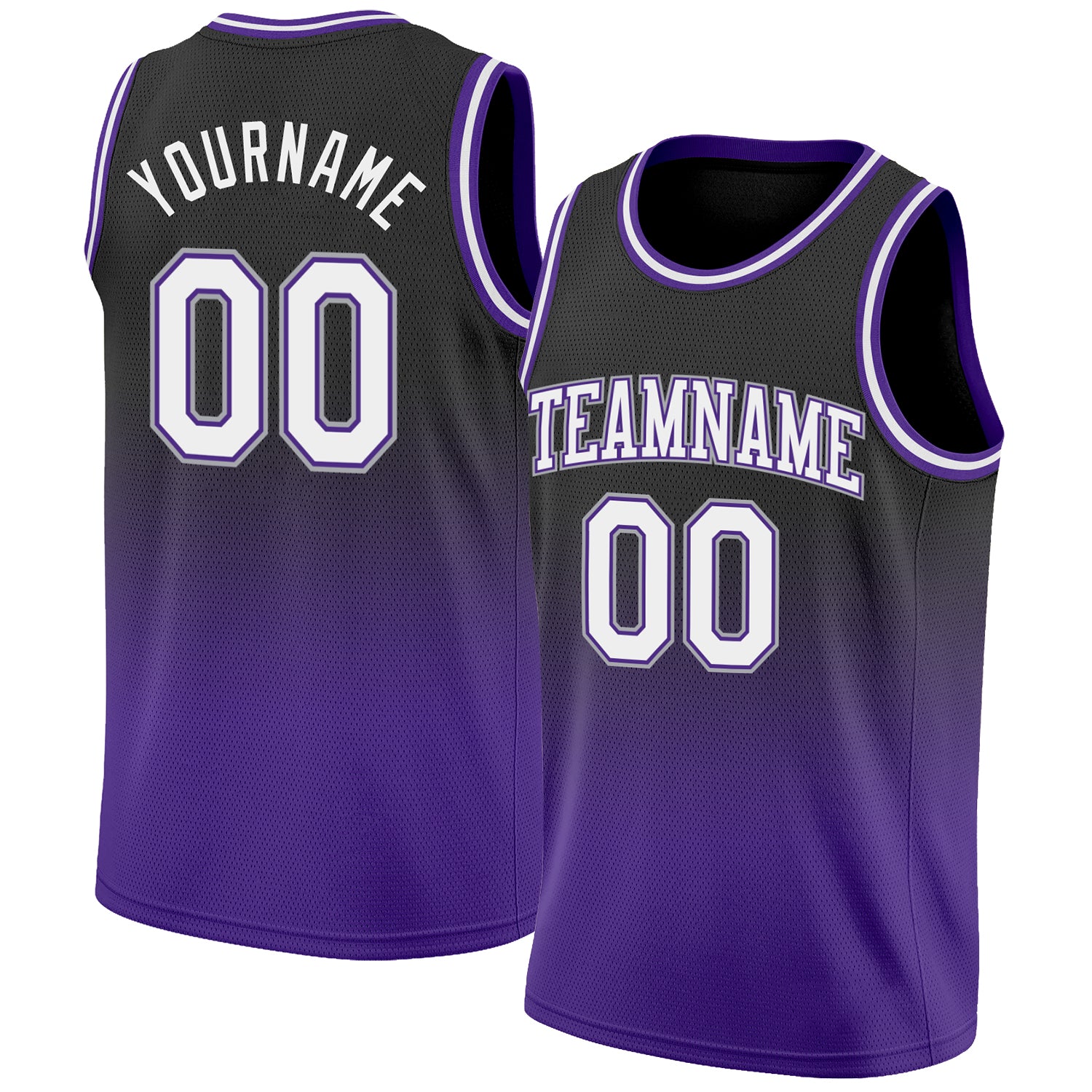 Custom Black White-Purple Authentic Fade Fashion Basketball Jersey